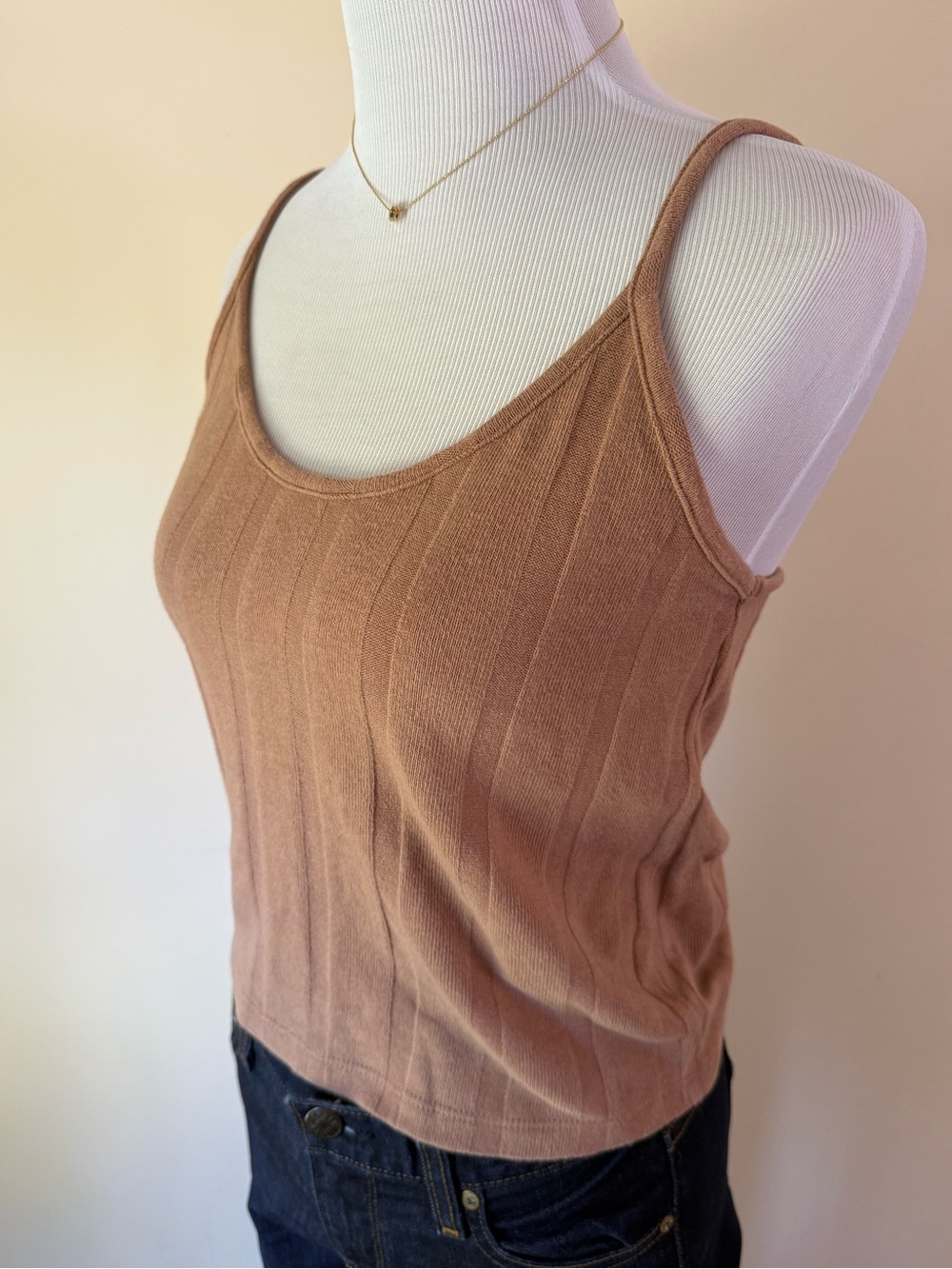 Madewell Ribbed Scoop Tank Top - Rust Brown